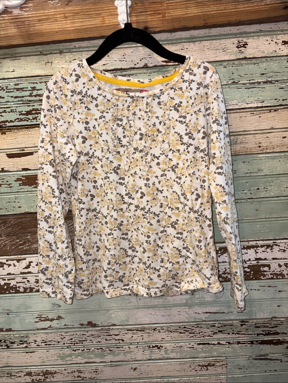 next Floral Long Sleeve Top in Yellow and Gray